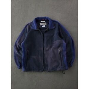 Vintage 80s 90s Eddie Bauer Blue Fleece Lined Jacket Full-Zip USA Made M Faded